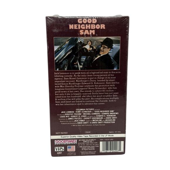Jack Lemmon - Good Neighbor Sam 1964 Movie VHS 1988 Good Times Video Comedy New - Picture 4 of 10